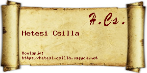 Hetesi Csilla névjegykártya